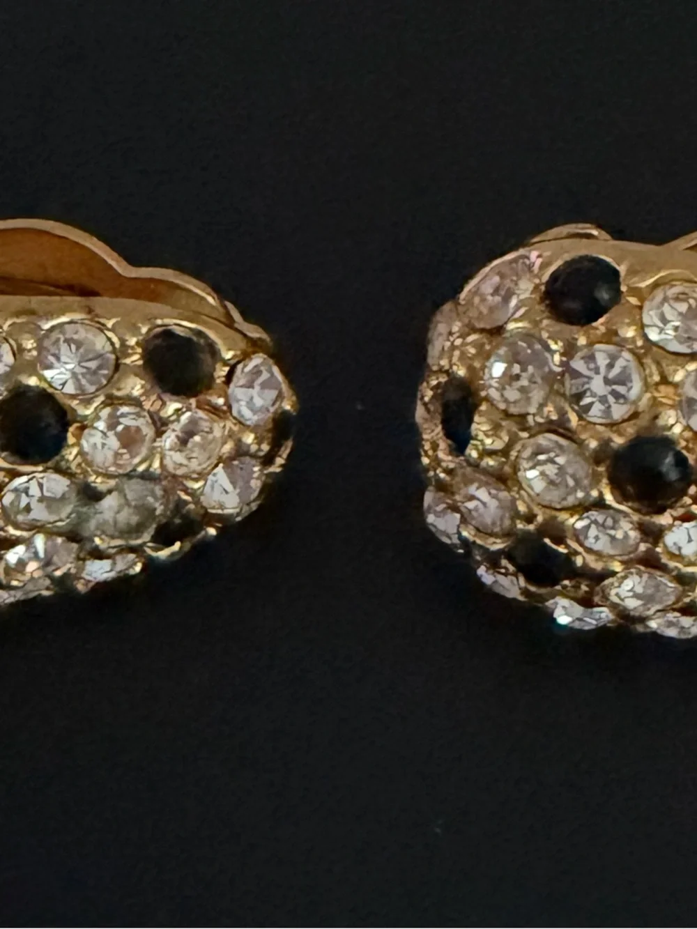 Vintage Kenneth Jay Lane Gold-Tone Crystal Clip-On Earrings Excellent Condition.